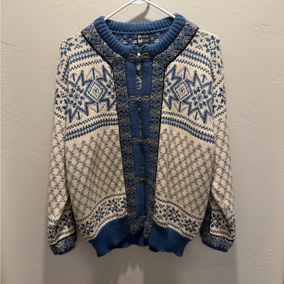Dale of Norway Blue and Cream Nordic Cardigan